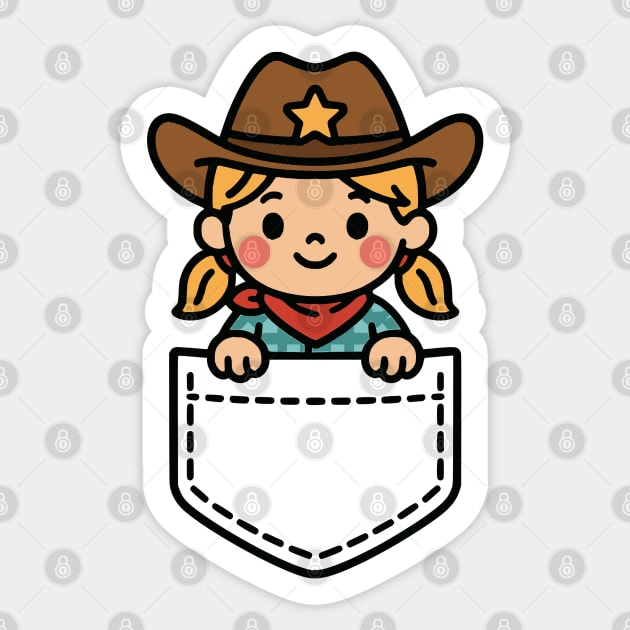 Funny Cowgirl Pocket Pal Cute Cowgirl Western Rodeo Sticker by Yesteeyear
